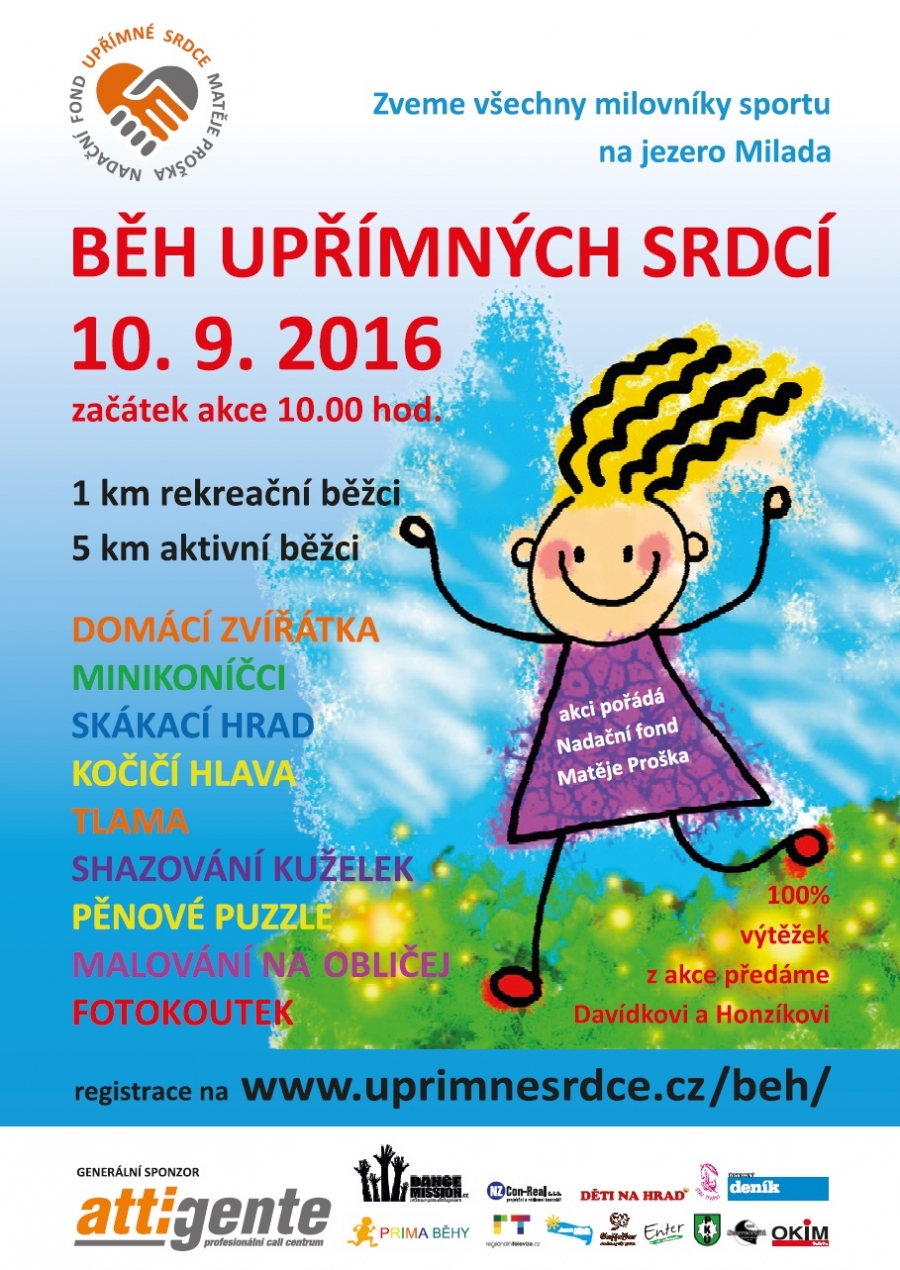 Běh upřímných srdcí na Miladě 10. září, pomozte Davídkovi a Honzíkovi